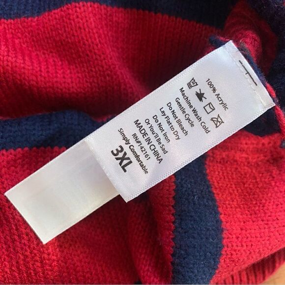 LuLaRoe Lauren Sweater Dress Striped Red Blue 3X - Picture 5 of 10